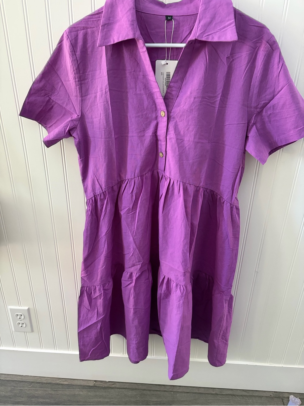 Women’s Purple Tiered Summer Shirt Dress